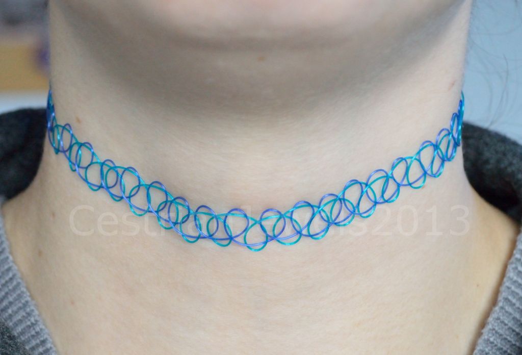 Vintage Stretch Tattoo Choker Necklace Retro Henna Black Purple Elastic